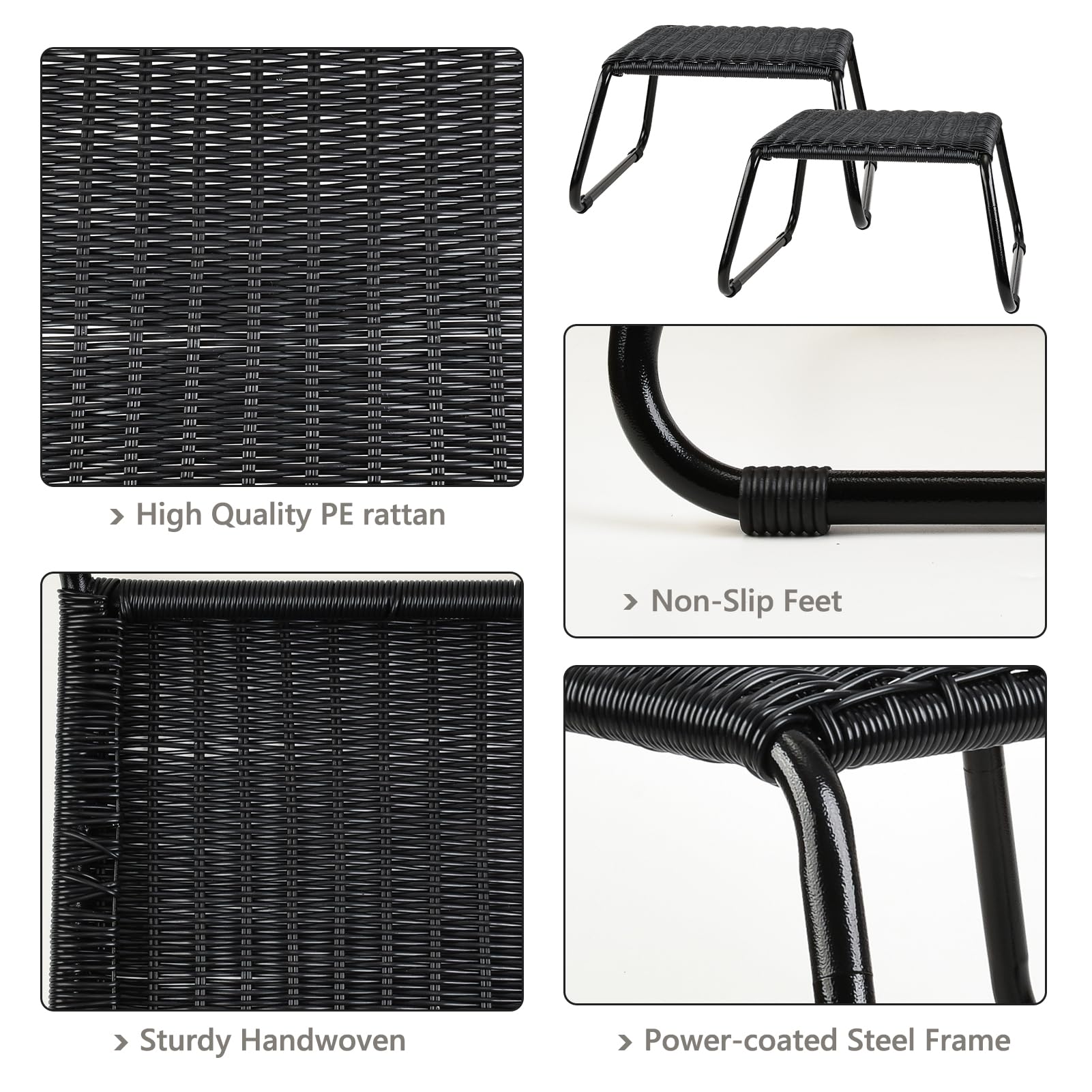 Wicker Outdoor Footstool Ottoman 2-Pack