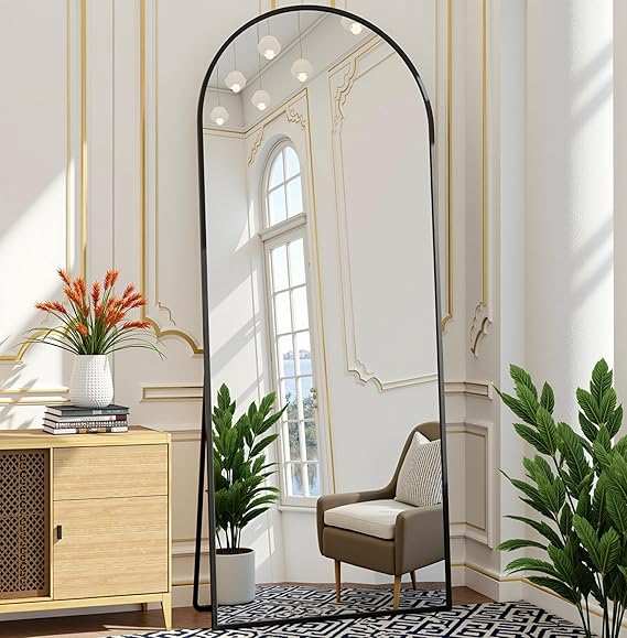 Arched Full Length Mirror 70x26 Gold Aluminum Frame