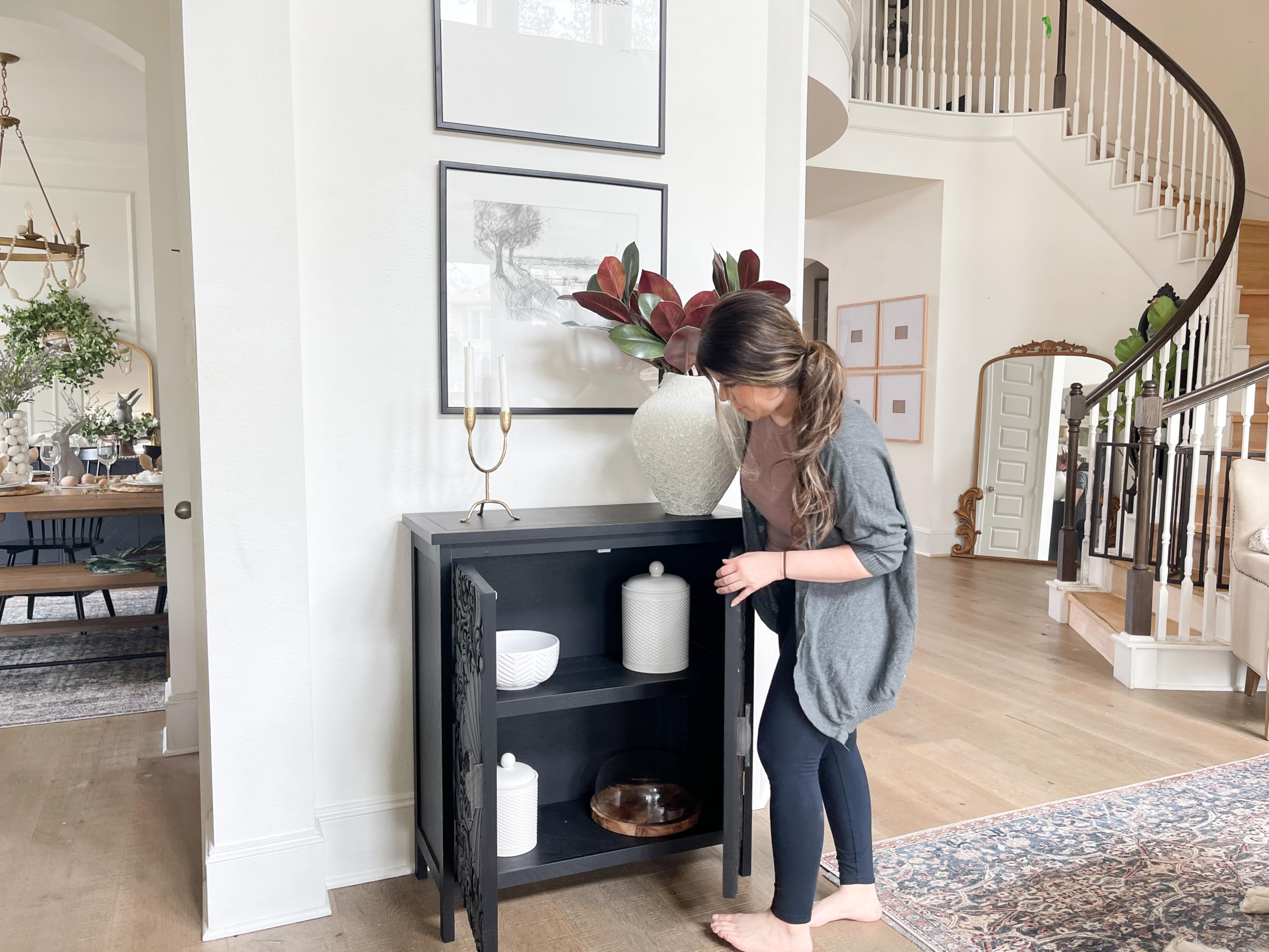 Black Accent Cabinet with Doors