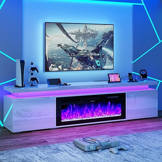 71" LED TV Stand with 40" Electric Fireplace