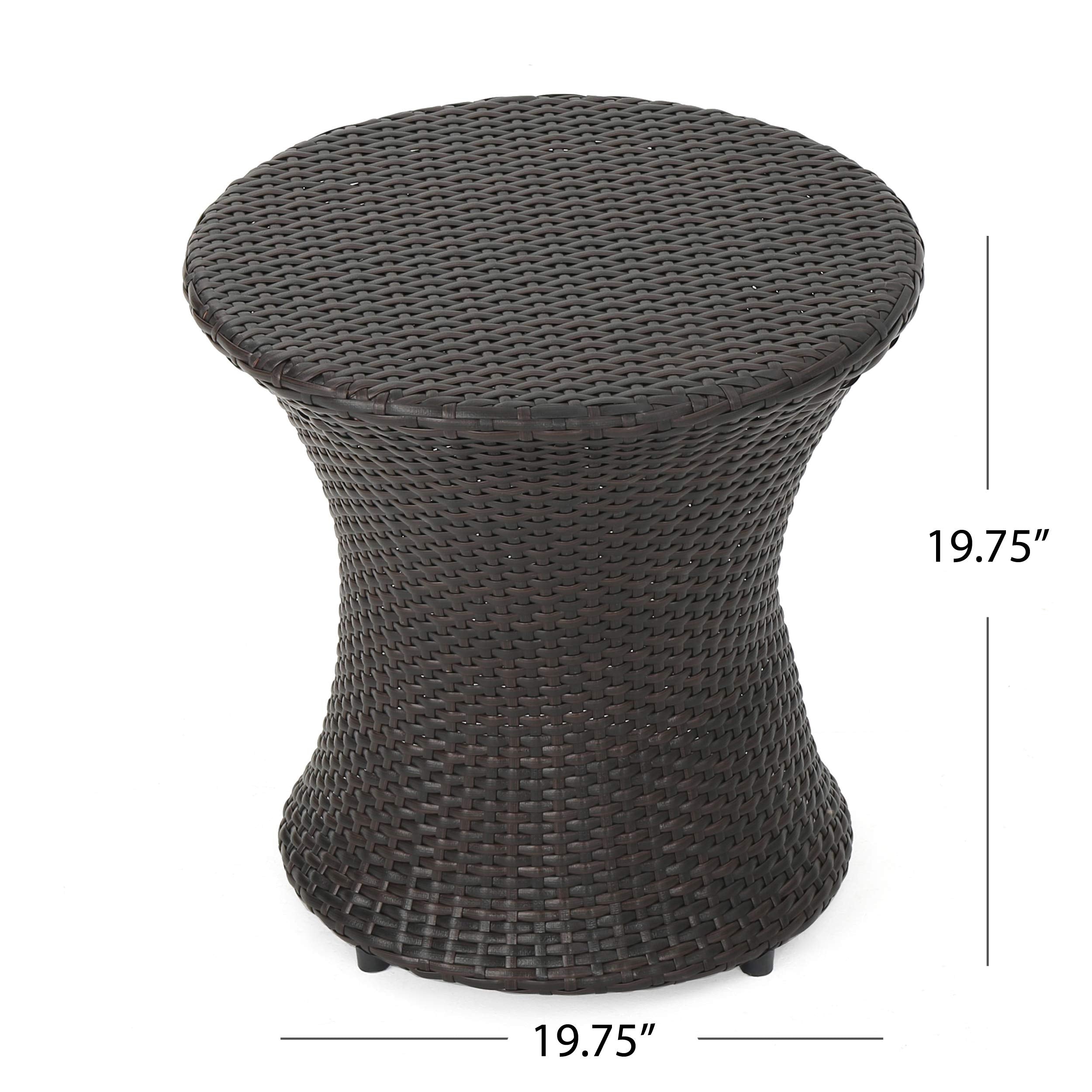 Outdoor Wicker Accent Table Round Multibrown
