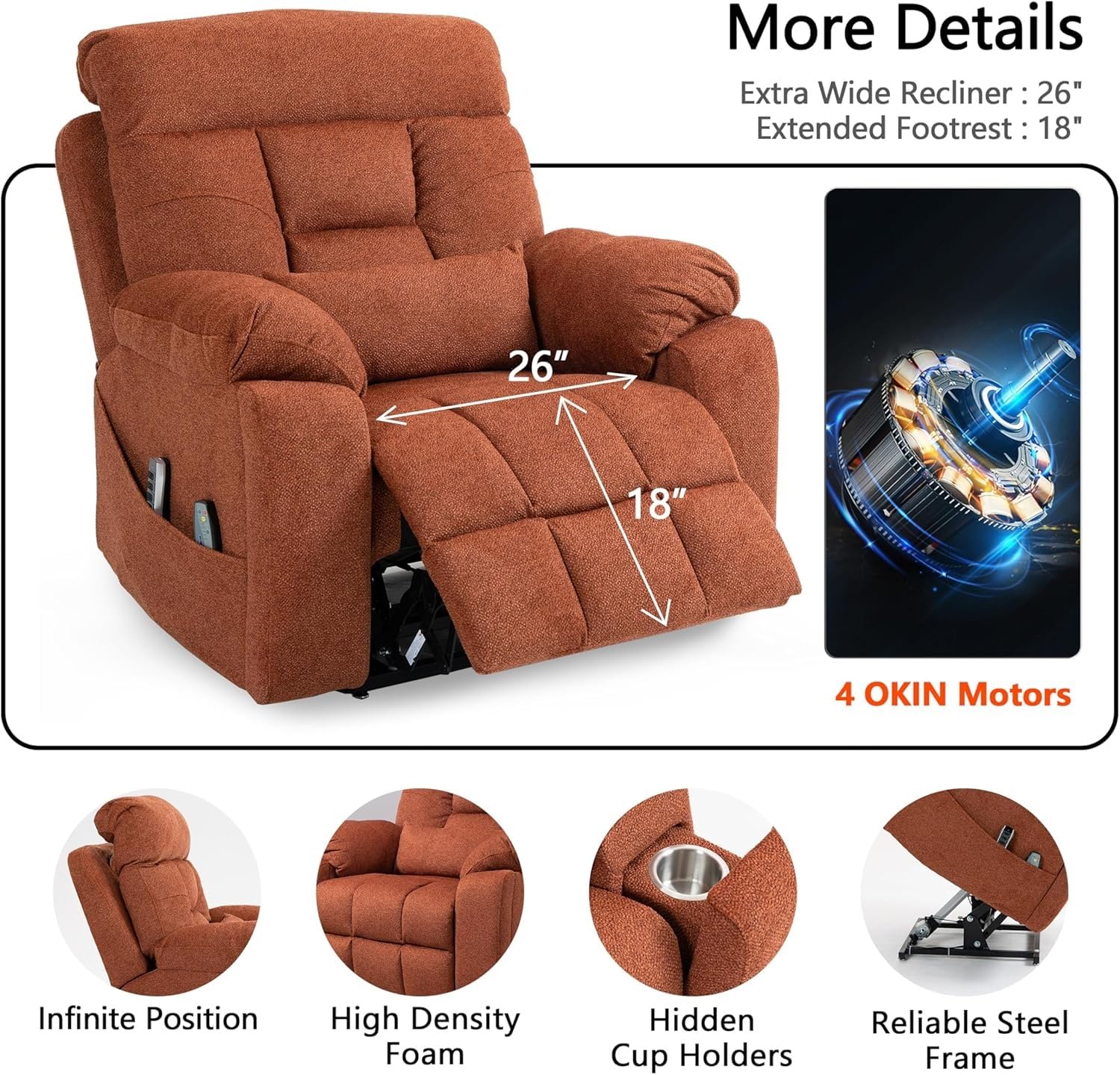 Power Lift Recliner Chair with Massage and Heat
