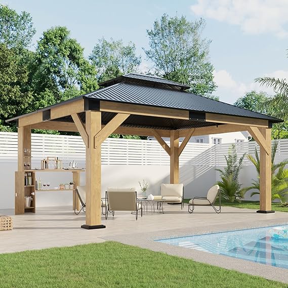 13x15 Hardtop Gazebo with Storage Bar Counter