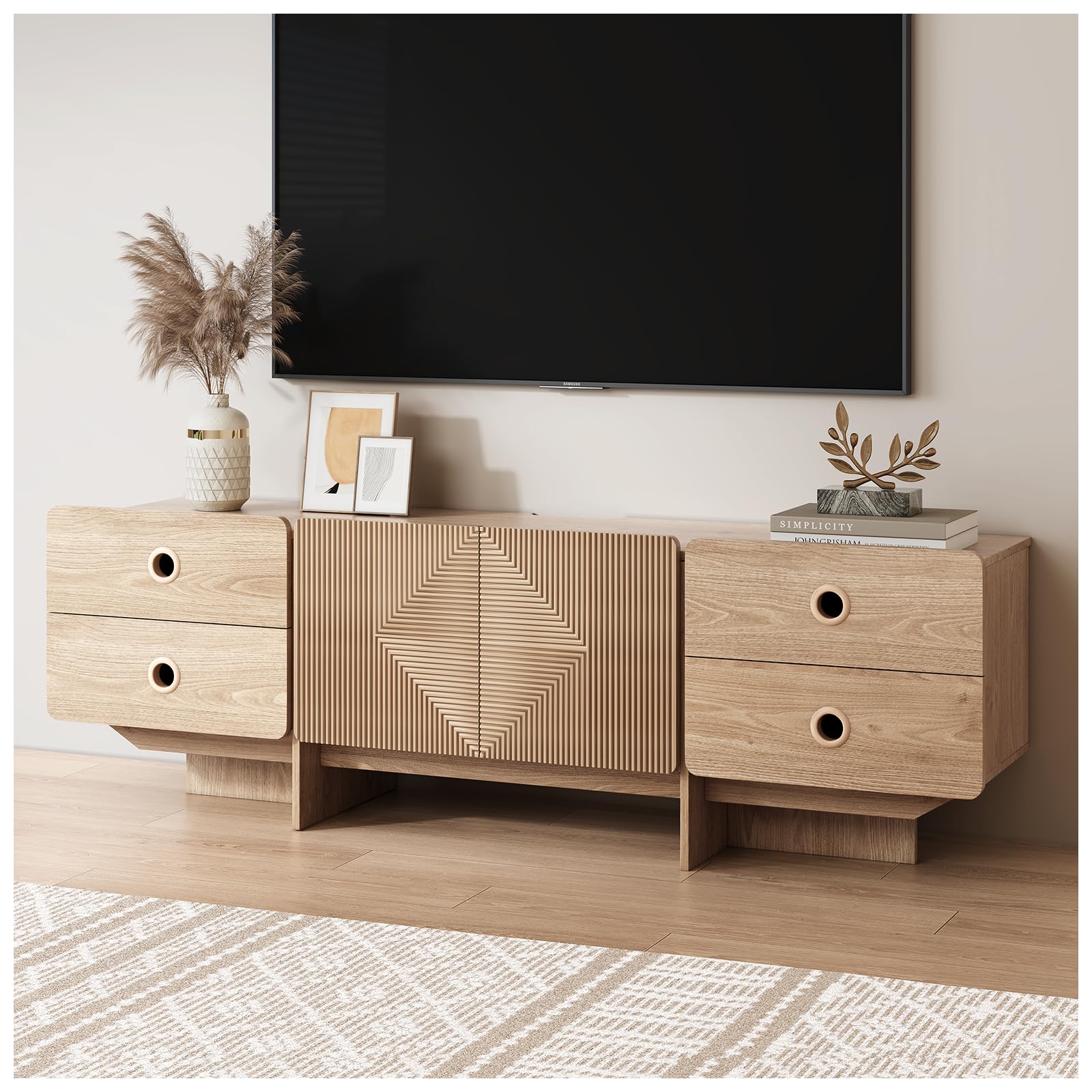 66" Fluted TV Stand with Storage