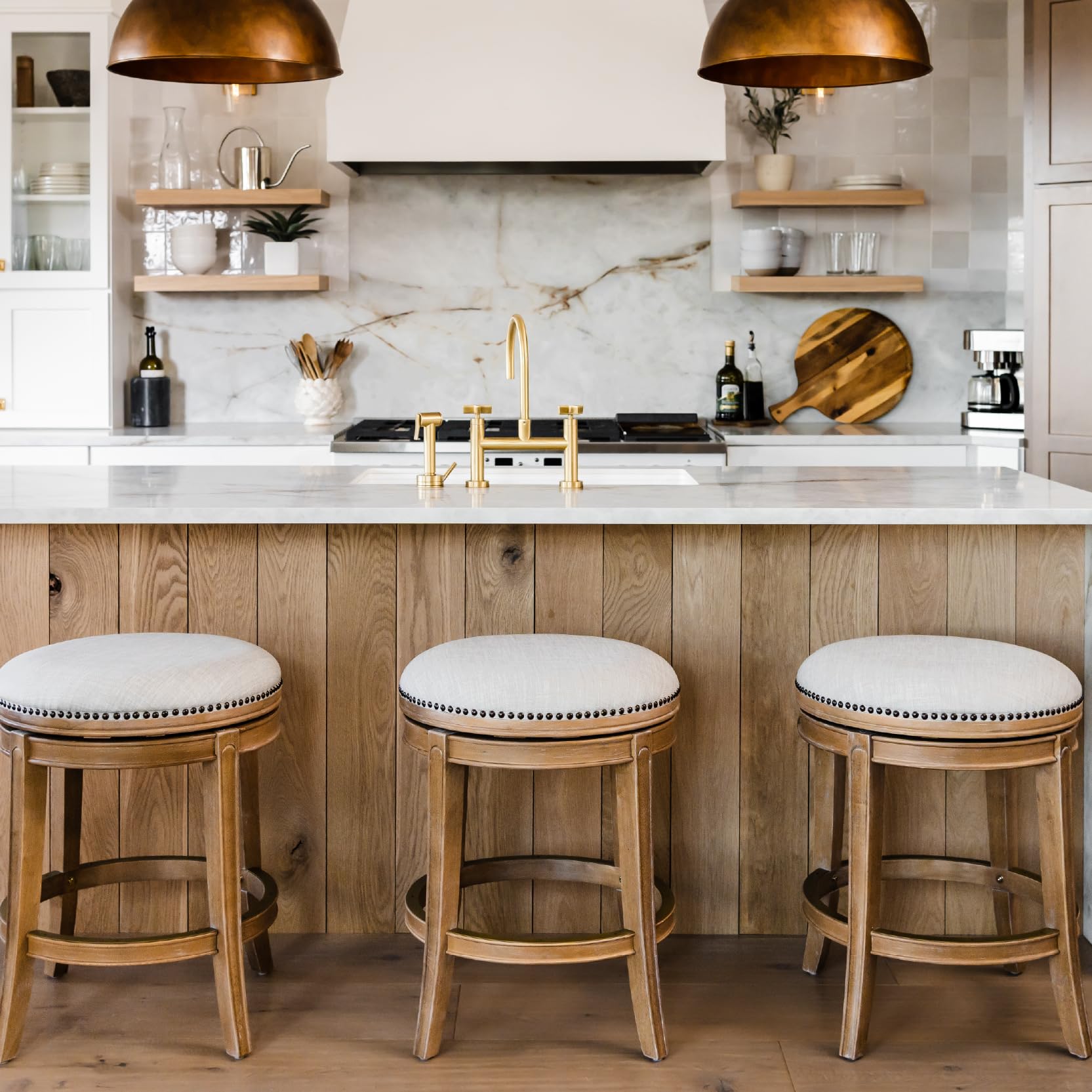 Alexander Backless Counter Stool with 180° Swivel and Footrest