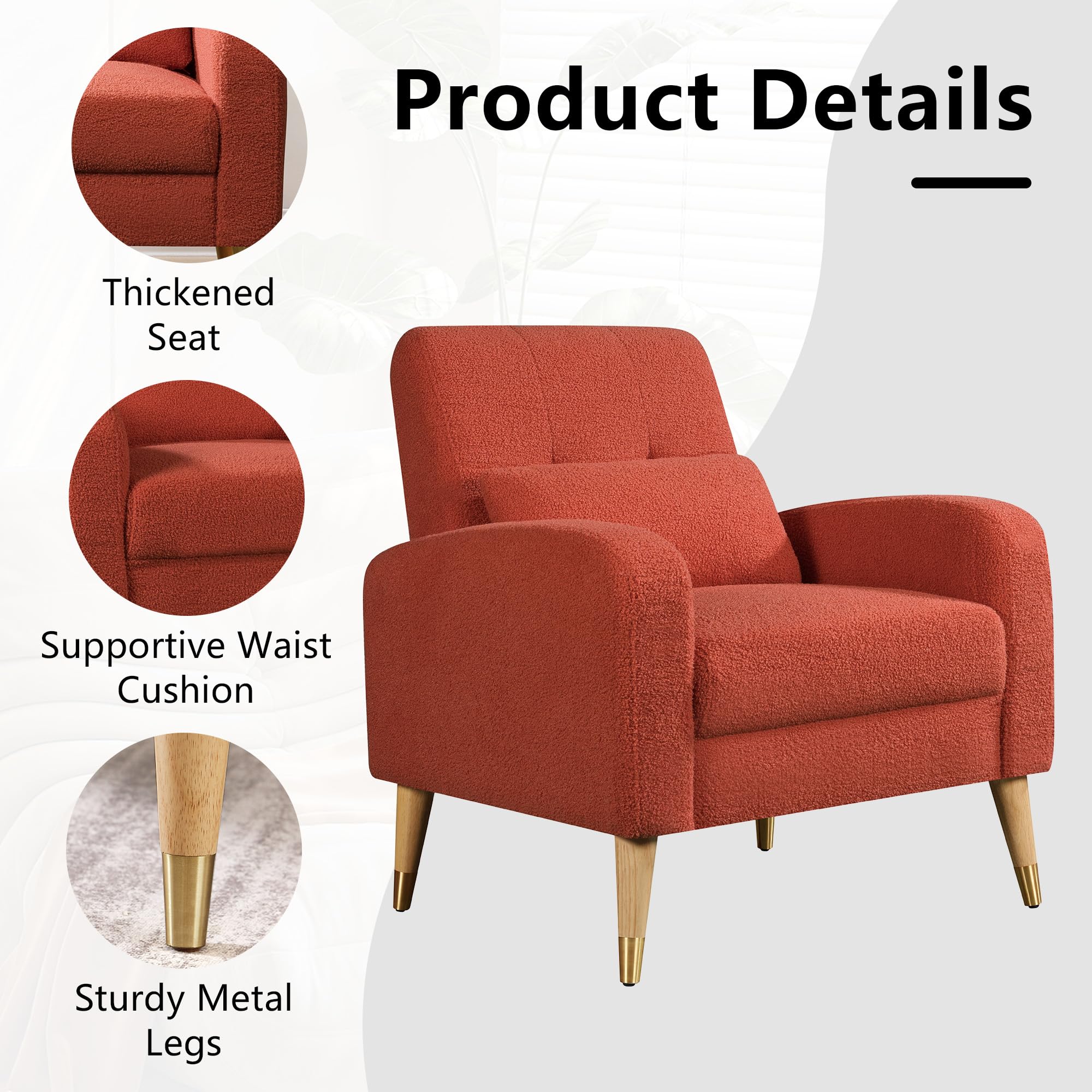 Mid-Century Modern Accent Chair with Armrests