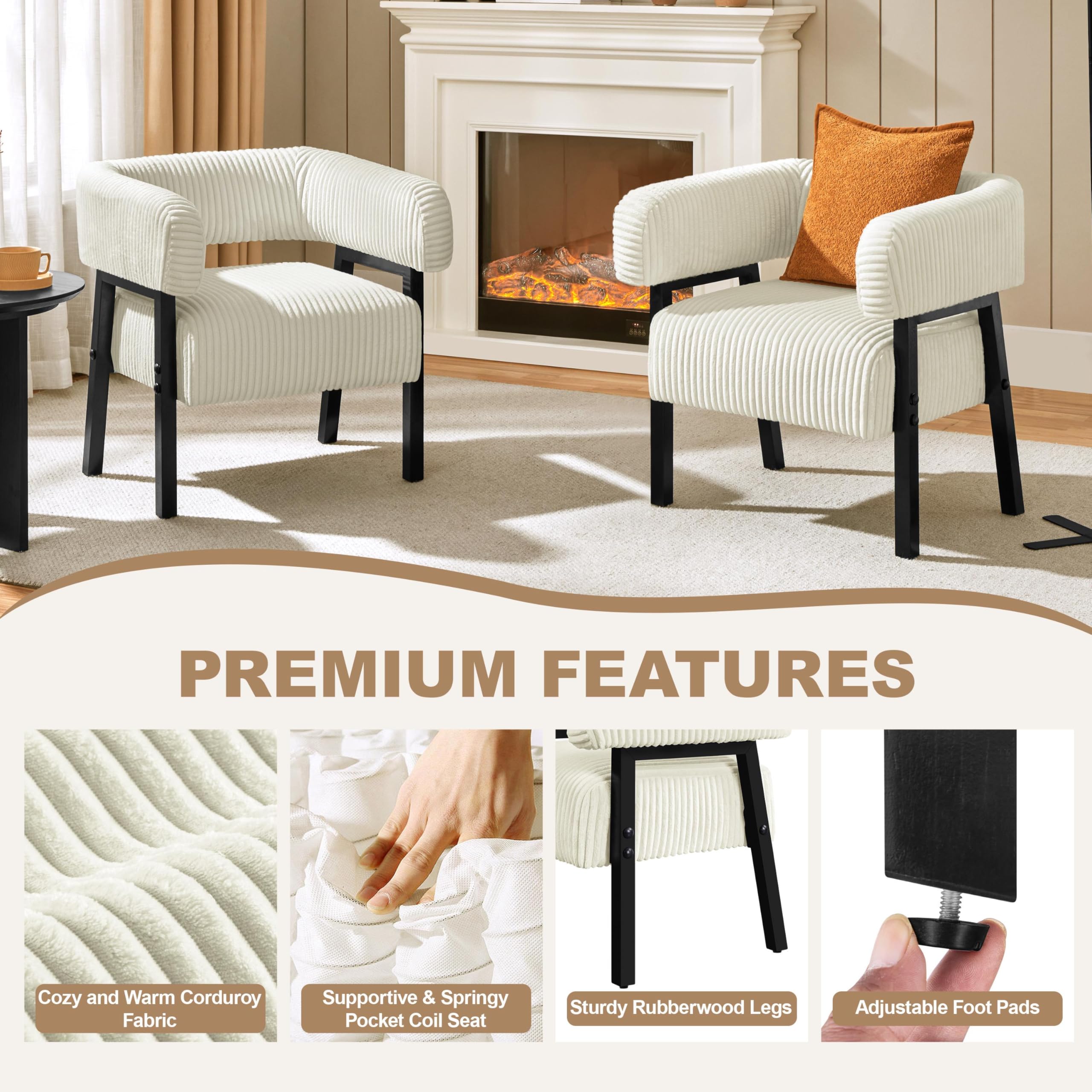 Corduroy Barrel Accent Chair Set of 2