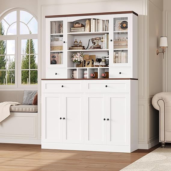 Kitchen Pantry Storage Cabinet with Wine Rack
