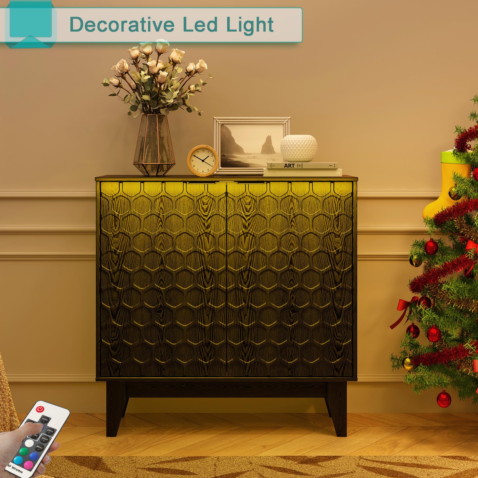 LED Sideboard Buffet Cabinet with Adjustable Shelf