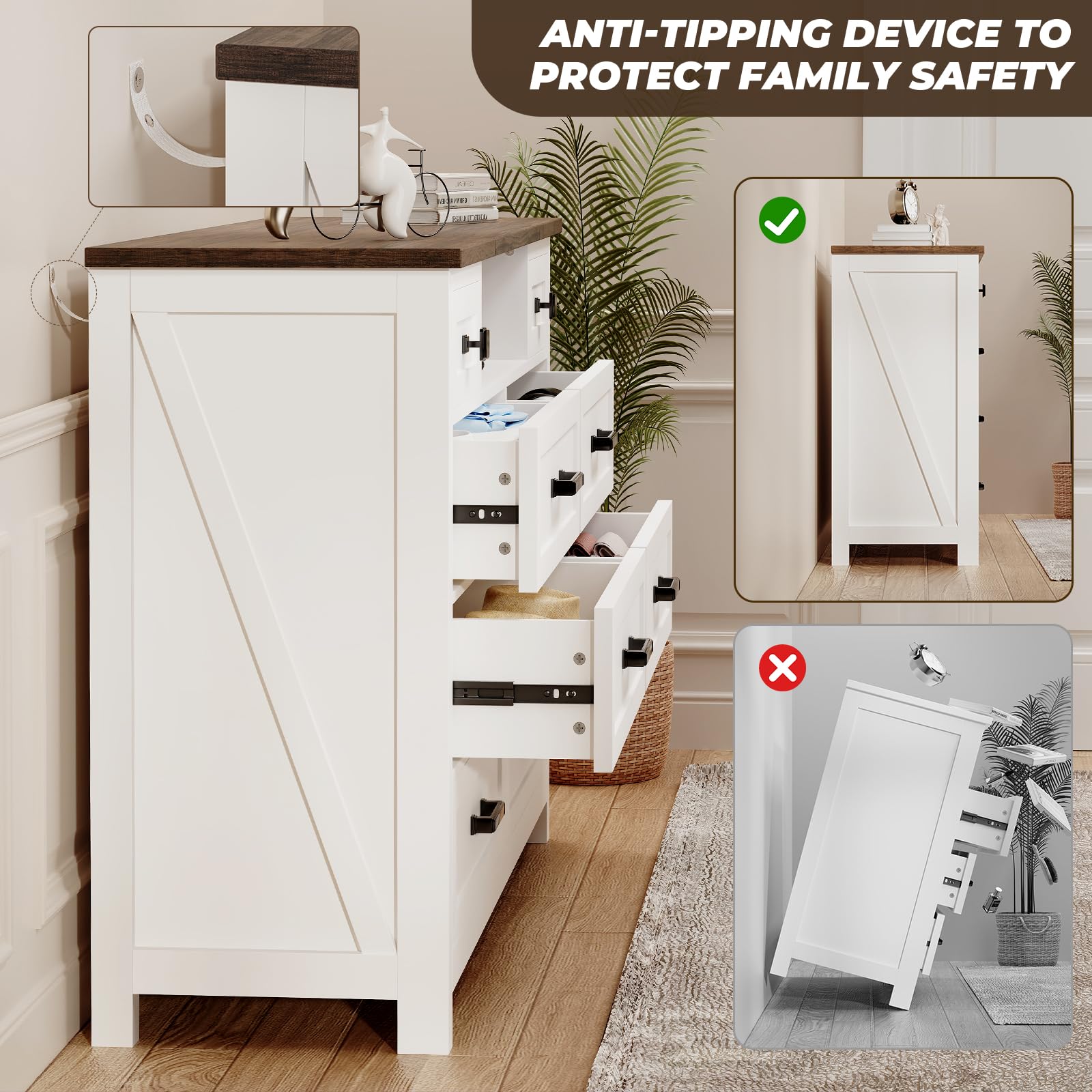 8 Drawer Dresser with LED Mirror