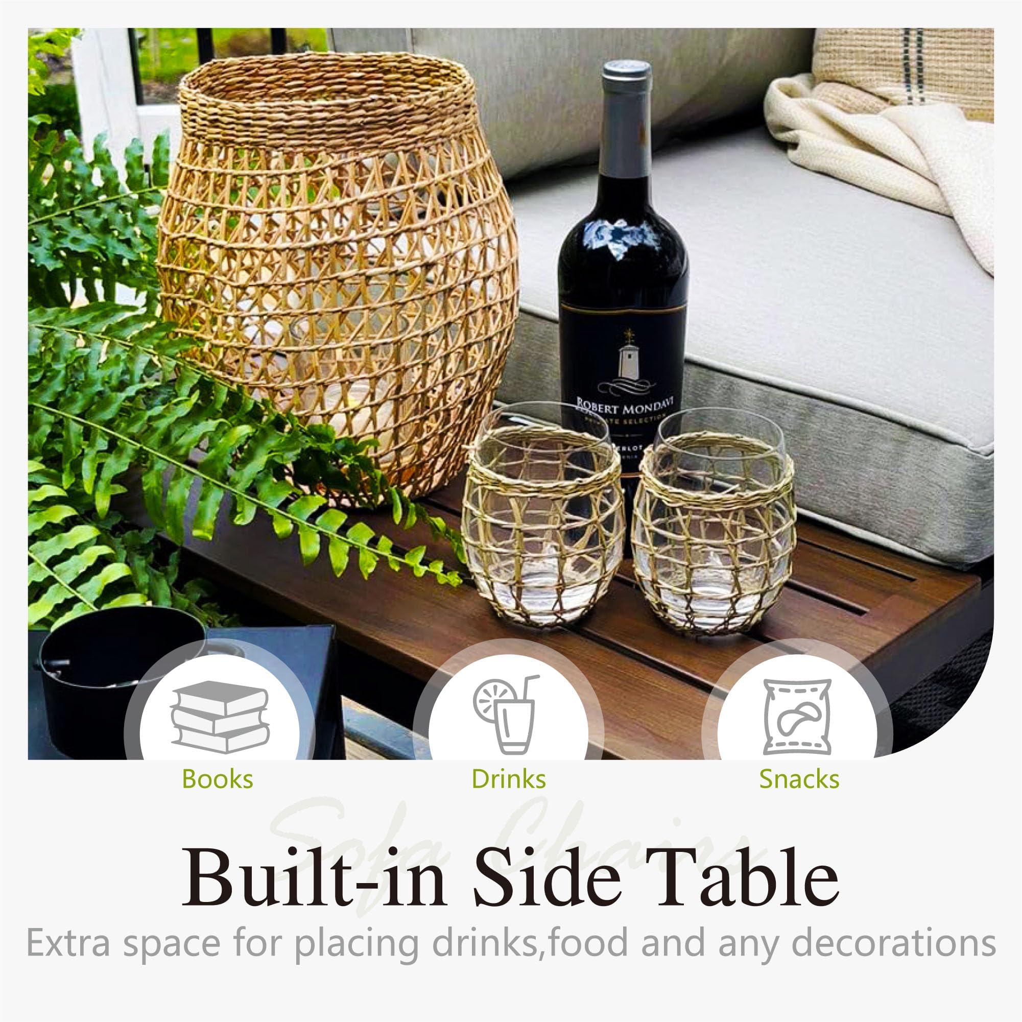 9 Piece Outdoor Sectional Sofa Set with Side Tables