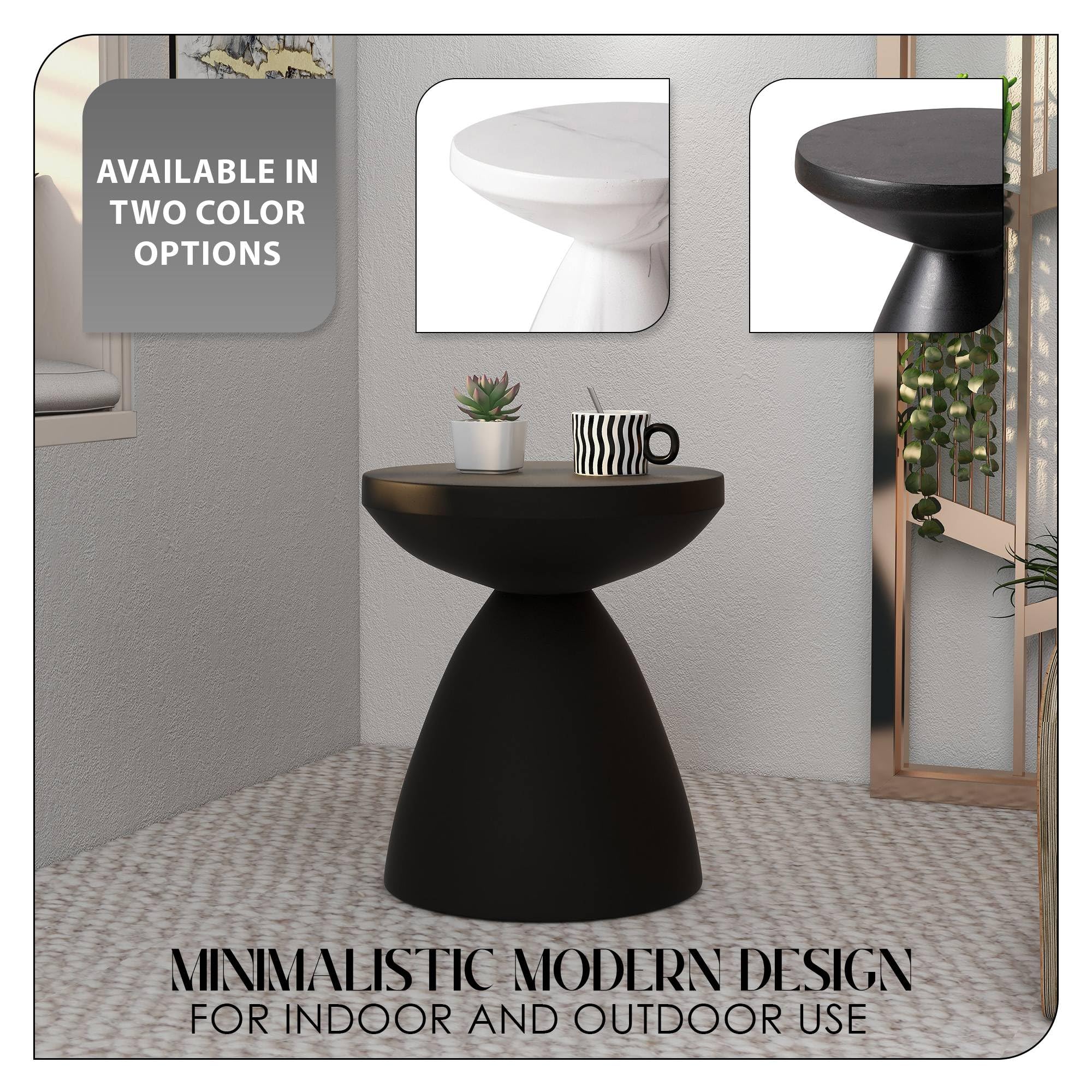 Modern Side Table with Fiberstone Top 20" Round Accent Table