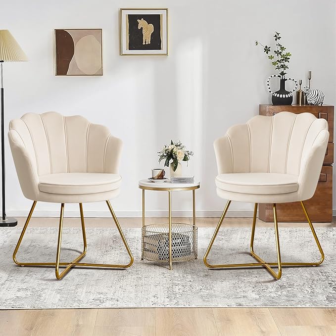 Shell Accent Chair with Gold Legs