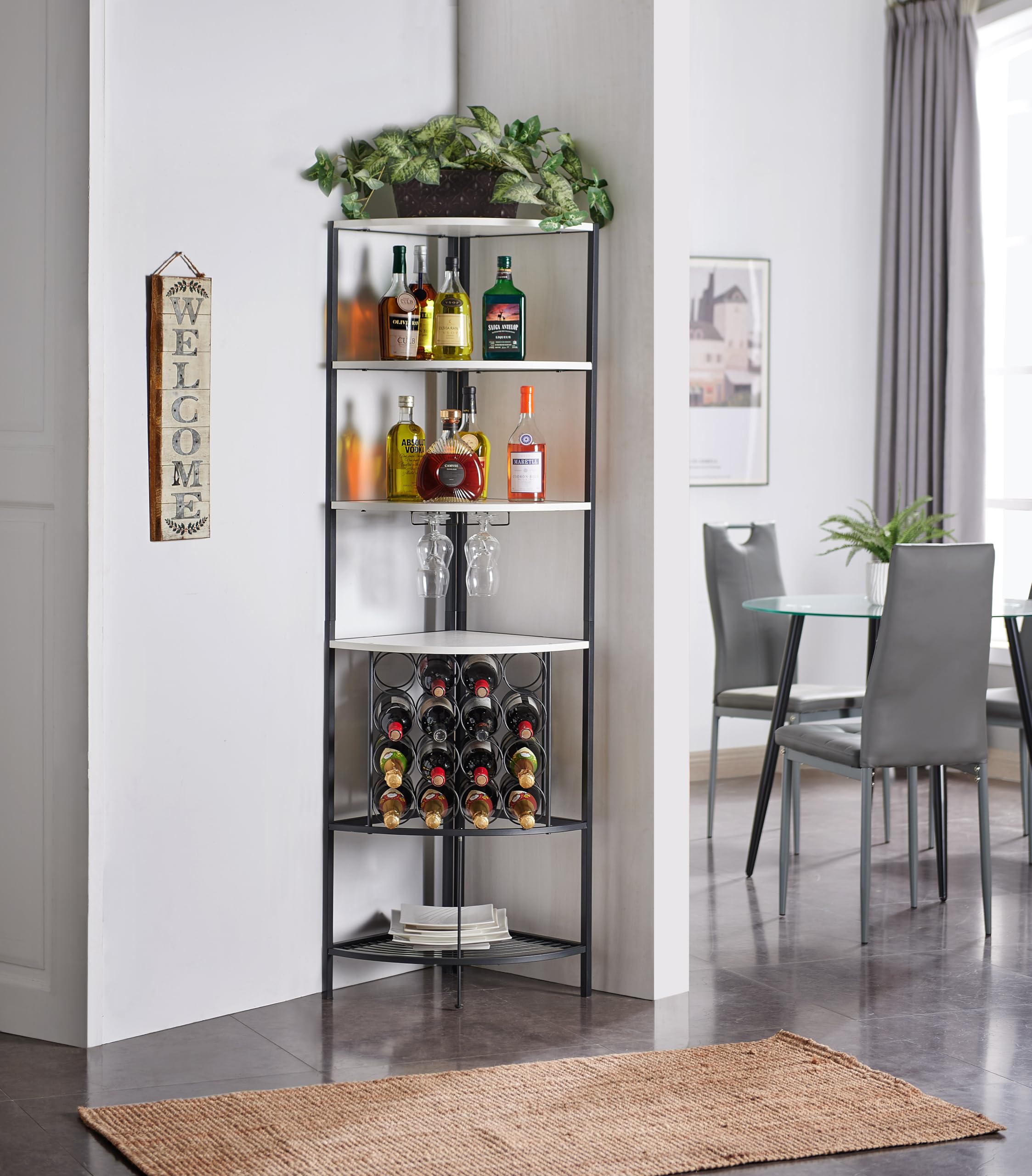 Corner Wine Rack with Glass Holders