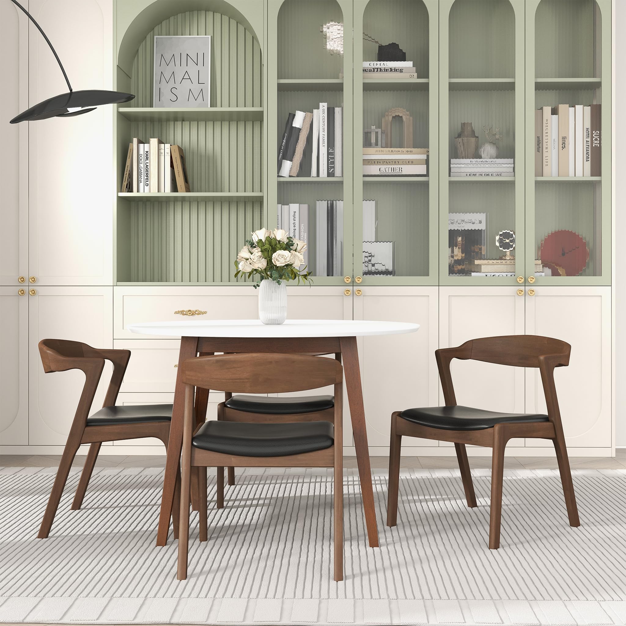 Solid Wood Leather Dining Chair Set of 2