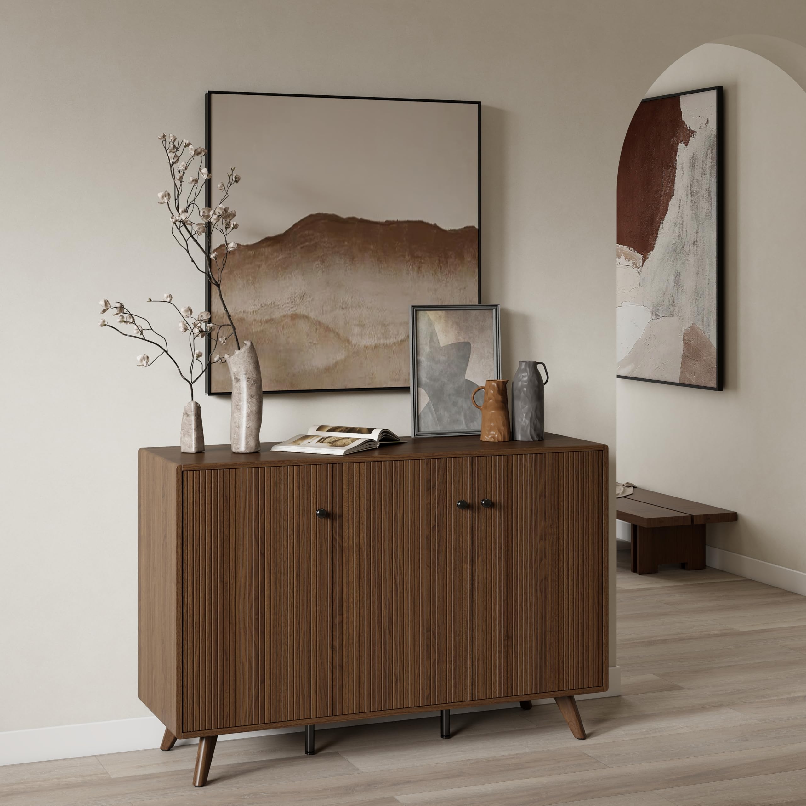 Fluted Buffet Sideboard Cabinet with Storage