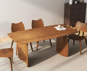 70 Inch Solid Wood Dining Table with Curved Legs