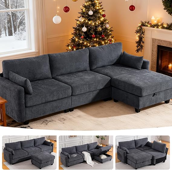 109'' Modular Sectional Sofa with Storage Ottoman