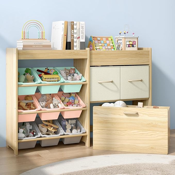 4-in-1 Kids Toy Storage Organizer with 9 Bins