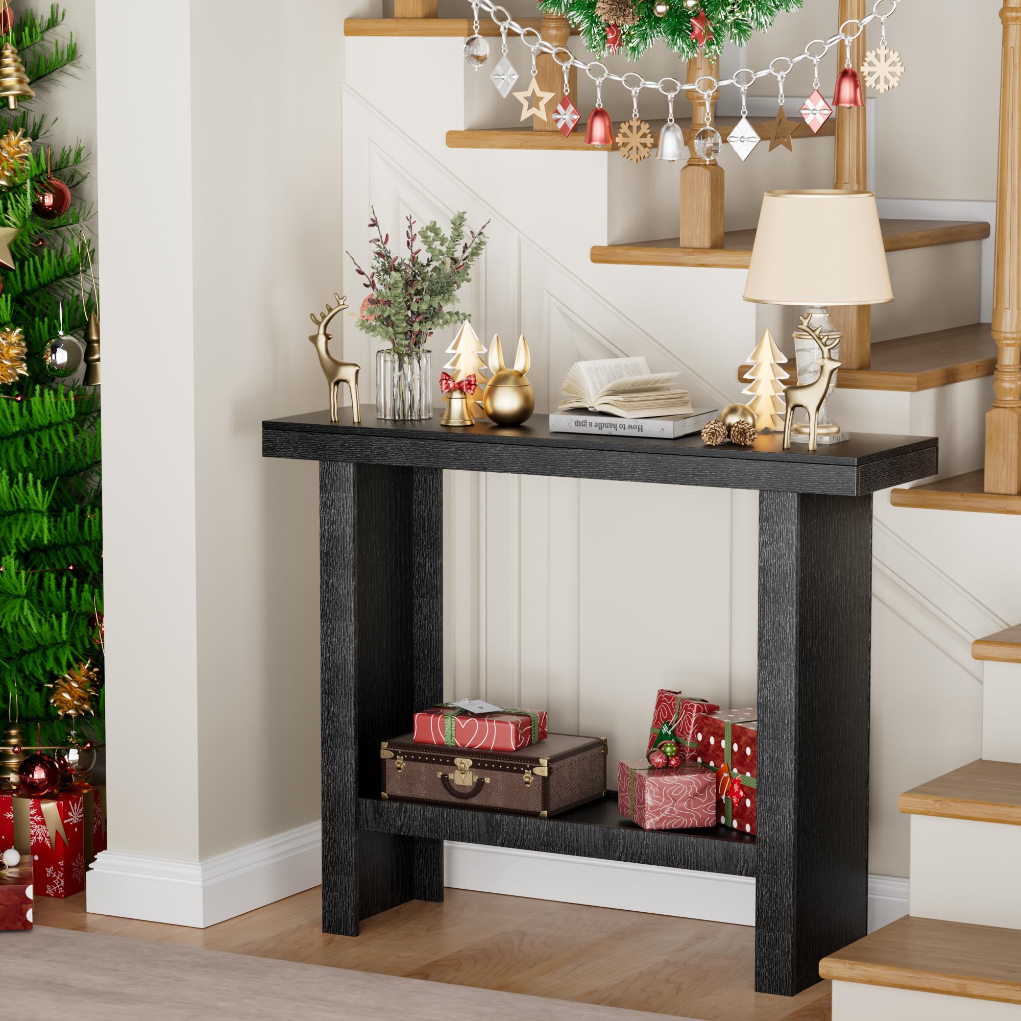 Modern Console Table with Storage Shelves