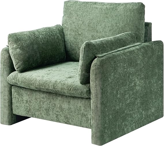 Green Fabric Accent Chair with Arched Back