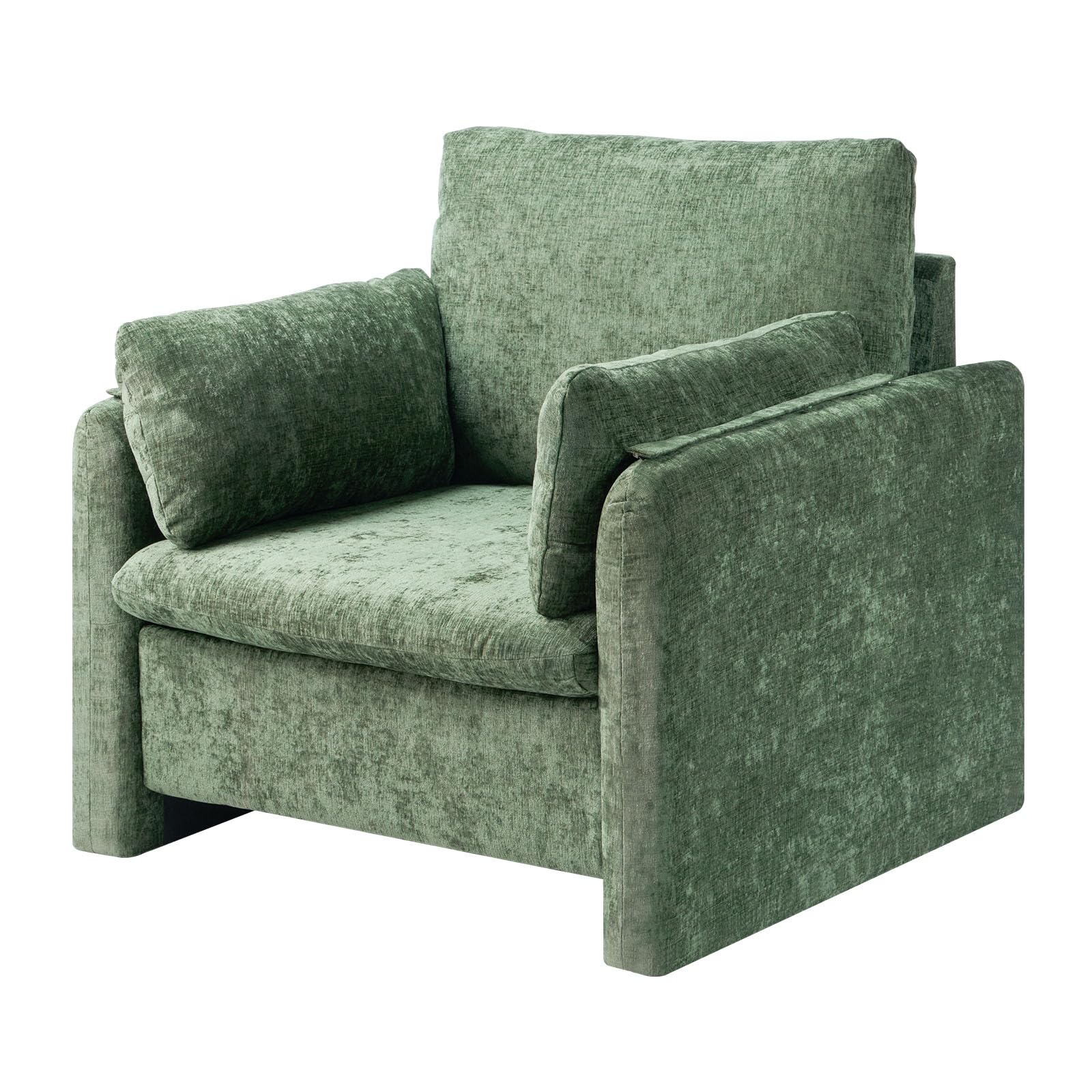 Green Fabric Accent Chair with Arched Back