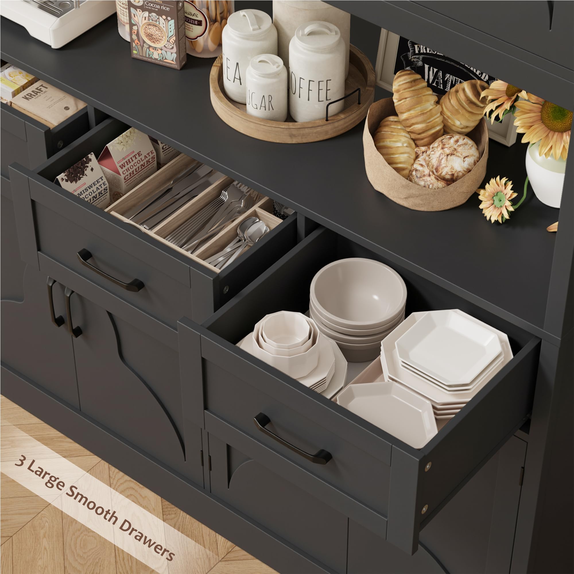 76" Tall Kitchen Pantry Storage Cabinet