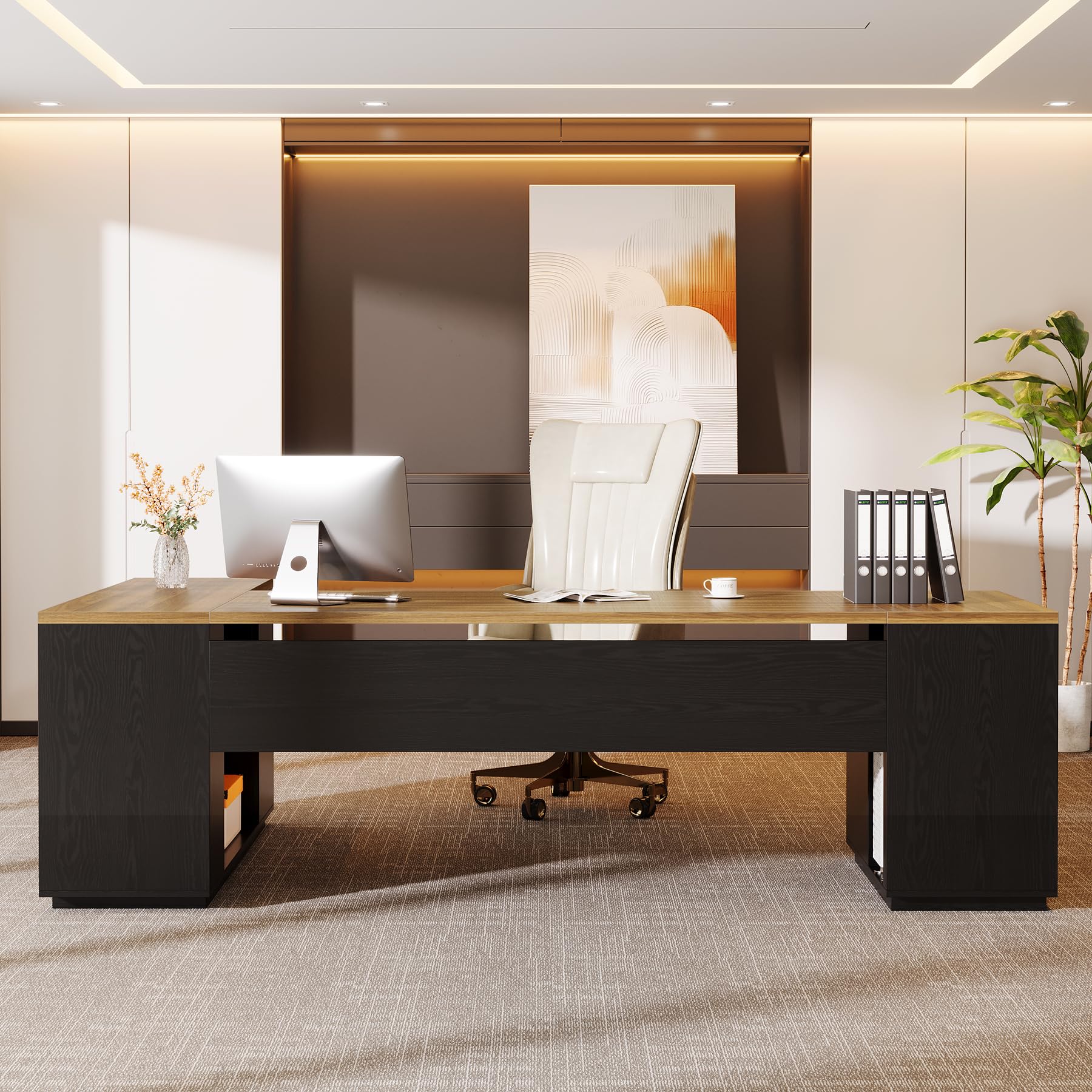 L-Shaped Executive Desk with Storage