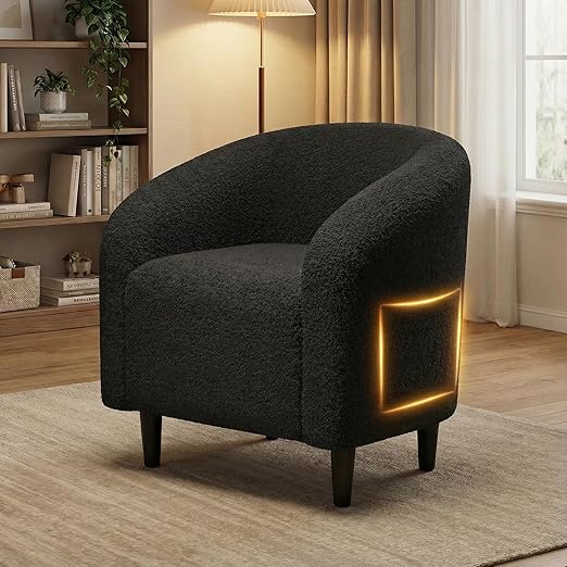 Modern Accent Barrel Chair with Side Pocket