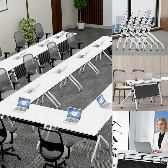 Folding Conference Table with Lockable Wheels