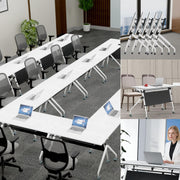 Folding Conference Table with Lockable Wheels