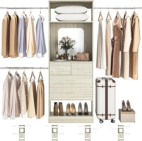 Walk-in Closet Organizer System with Mirror and Drawers