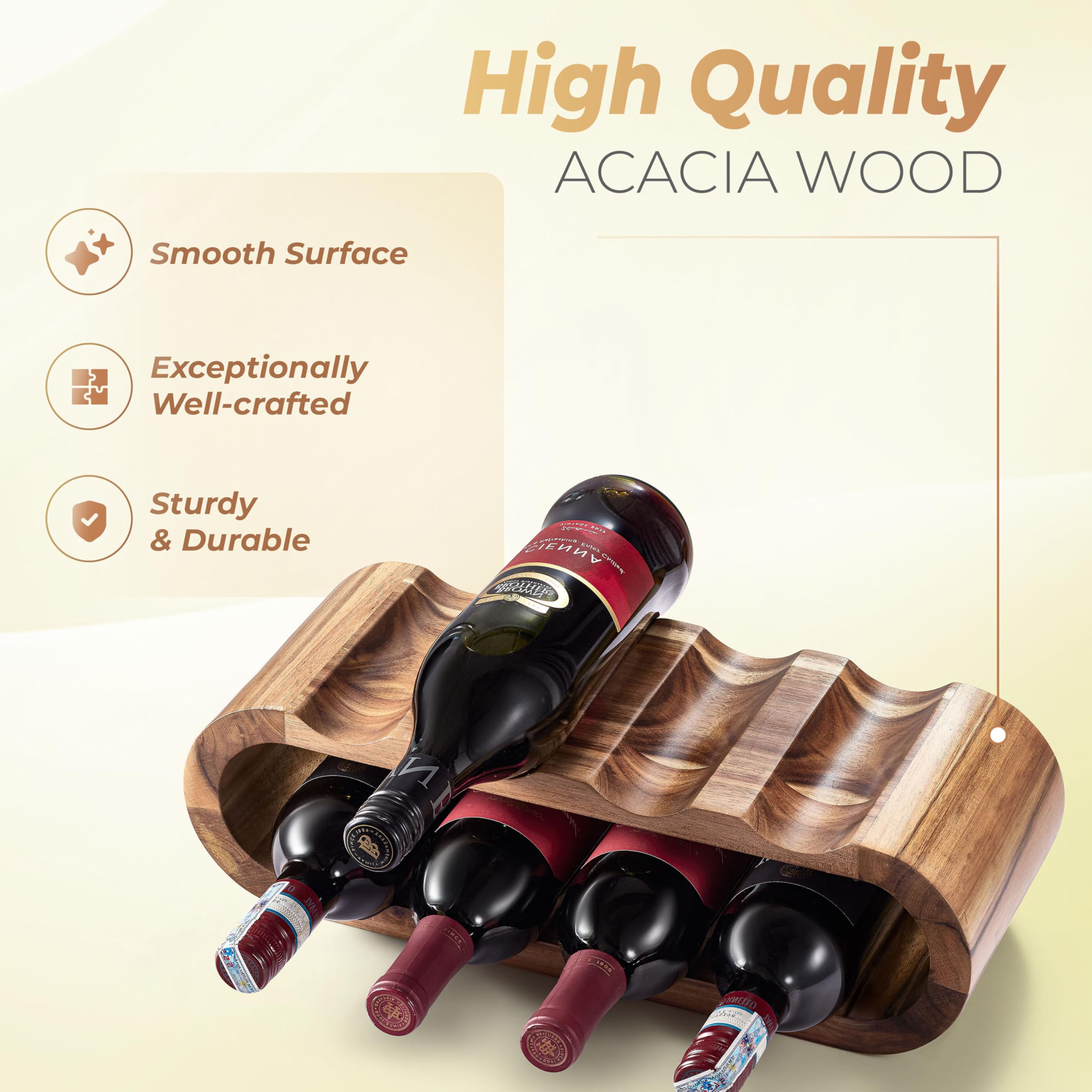 8-Bottle Wooden Wine Rack Countertop Holder