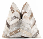 Genuine Cowhide Leather Patchwork Throw Pillow 18x18