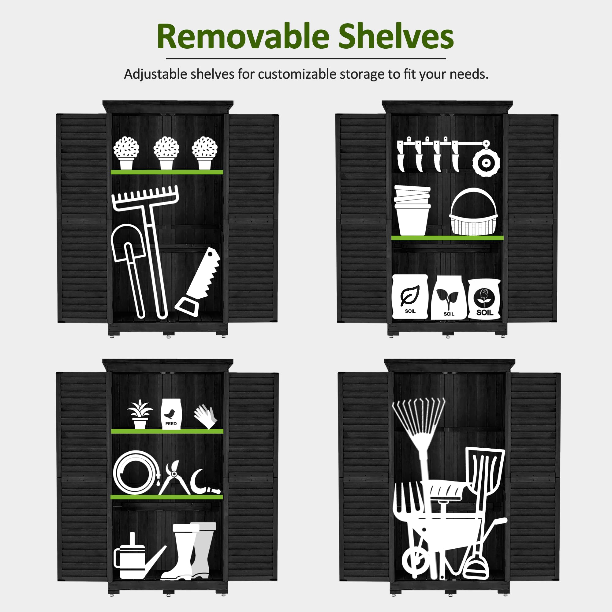 Outdoor Storage Cabinet with Lockers 63 Inches Tall