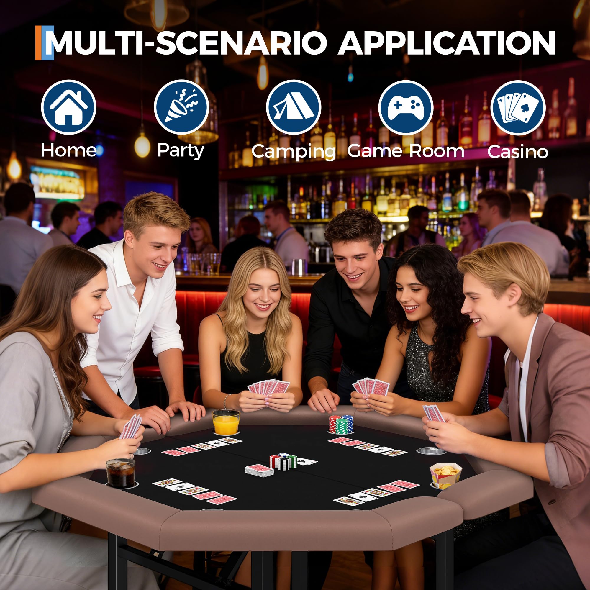 Octagonal Poker Table 8 Player Folding Game Table