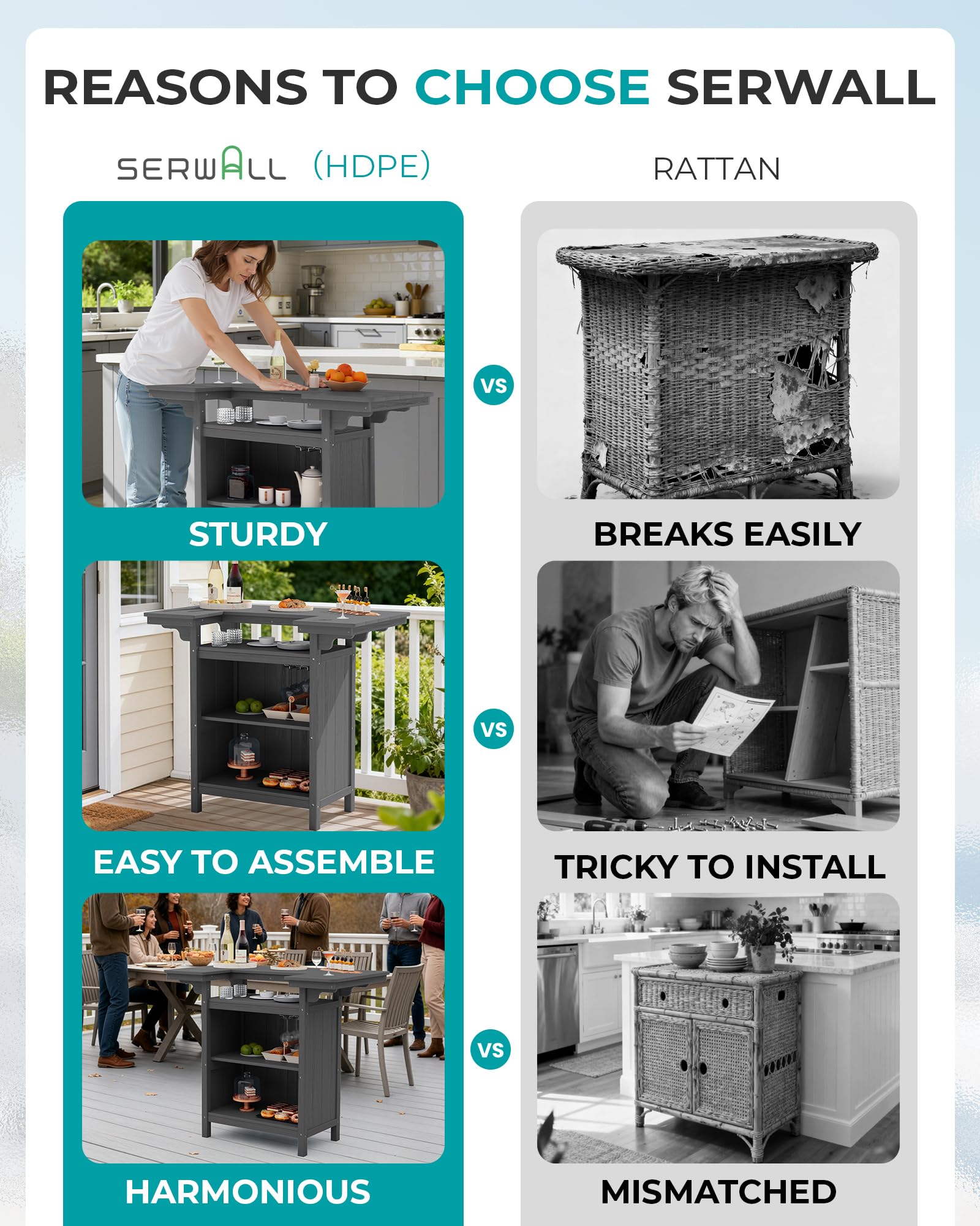 Outdoor Bar Table with 4-Tier Storage