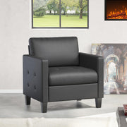 Black Faux Leather Accent Chair with Tufted Seat