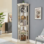 69" Lighted Corner Curio Cabinet with Adjustable Shelves