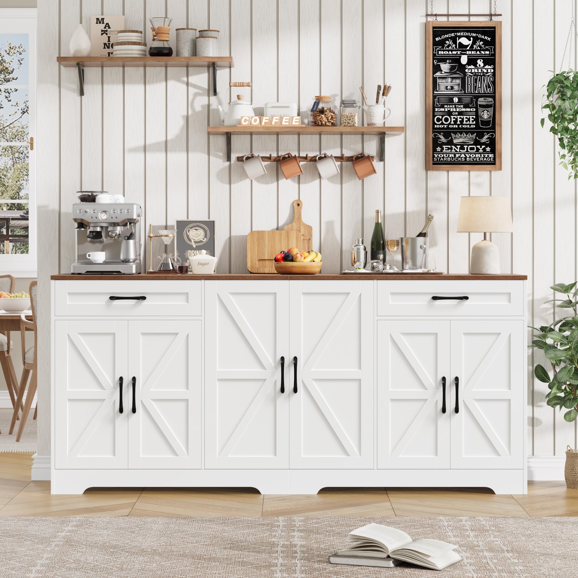 71" Farmhouse Sideboard Buffet Cabinet with Storage
