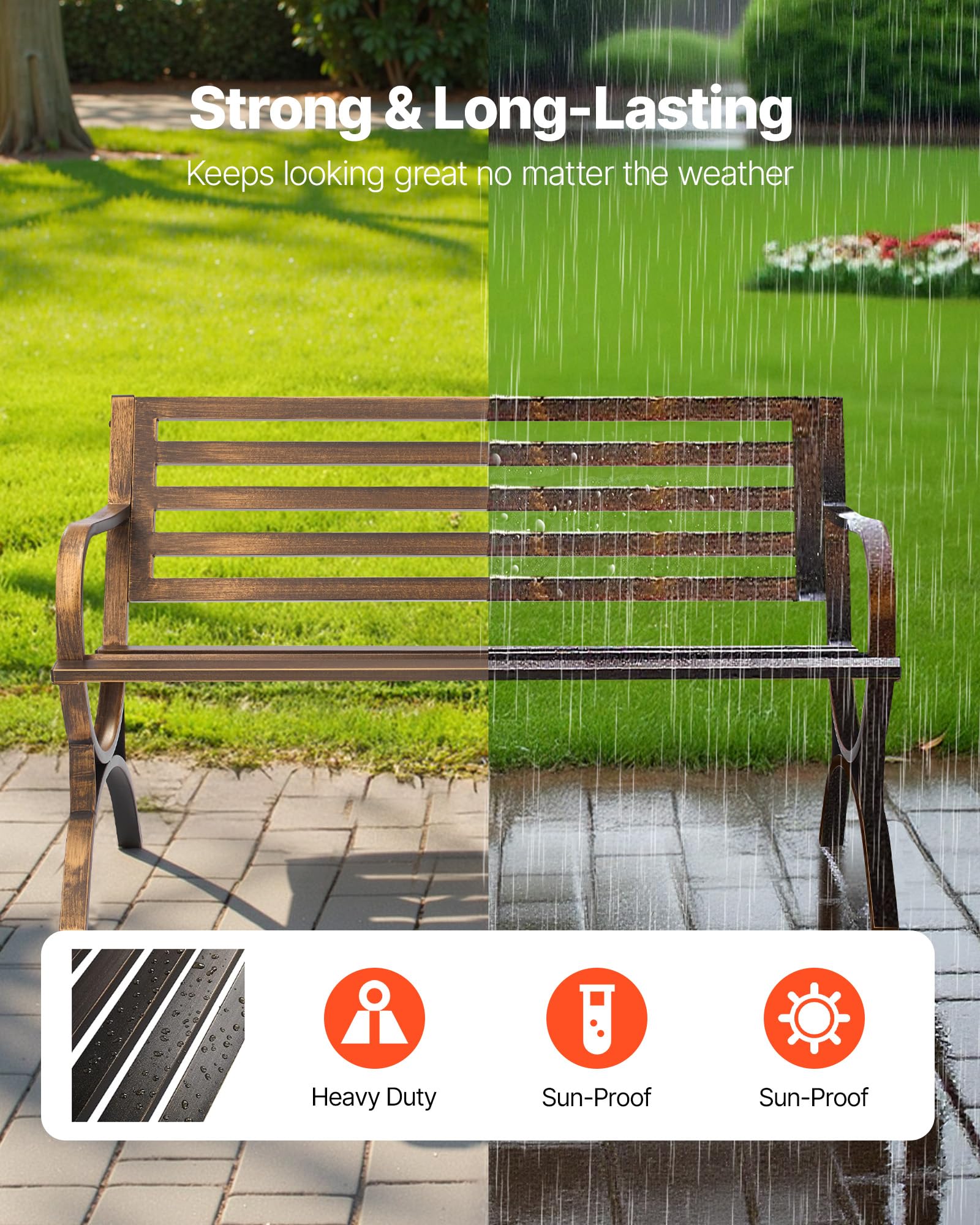 50 Inch Carbon Steel Outdoor Bench