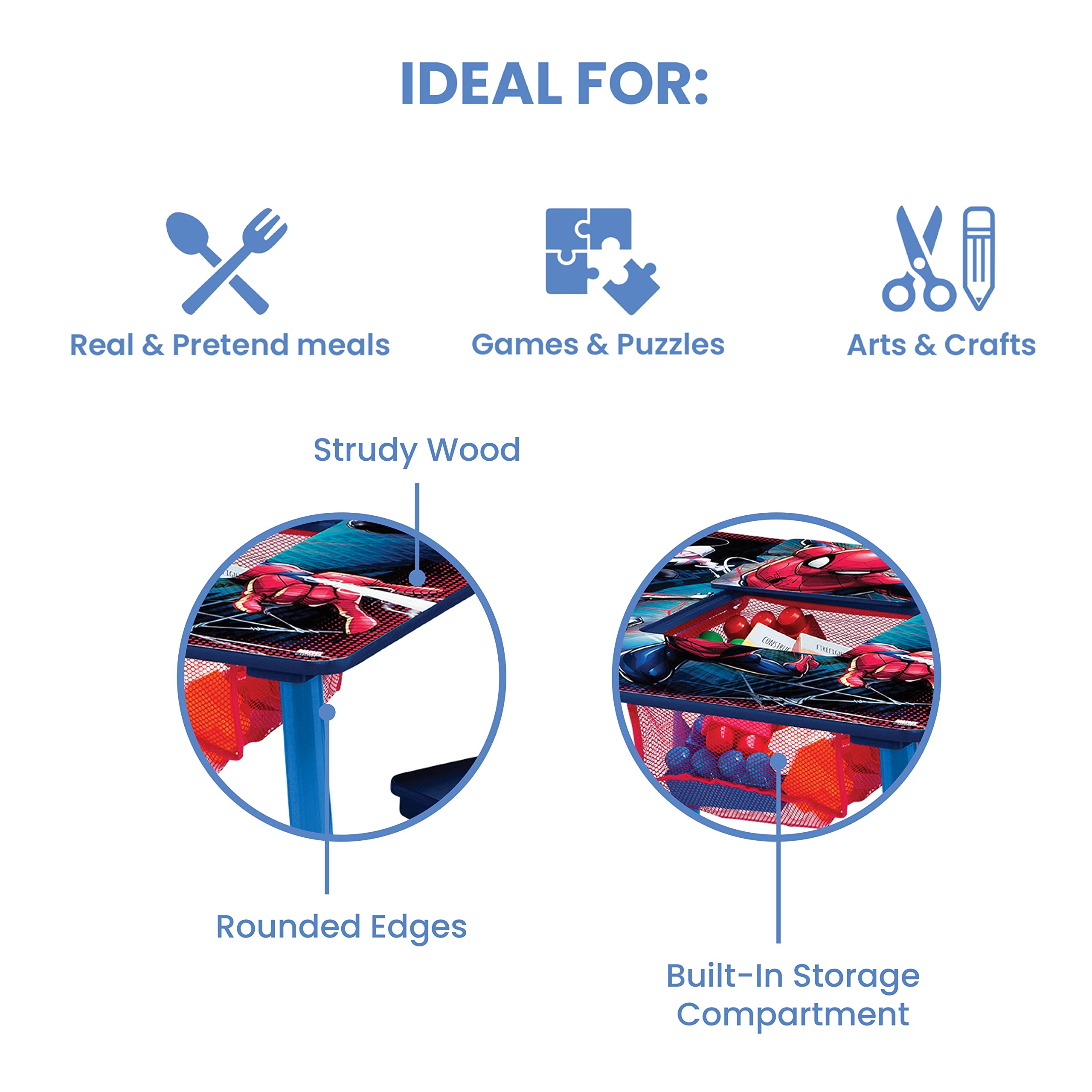 Spider-Man Kids Table and Chair Set with Storage