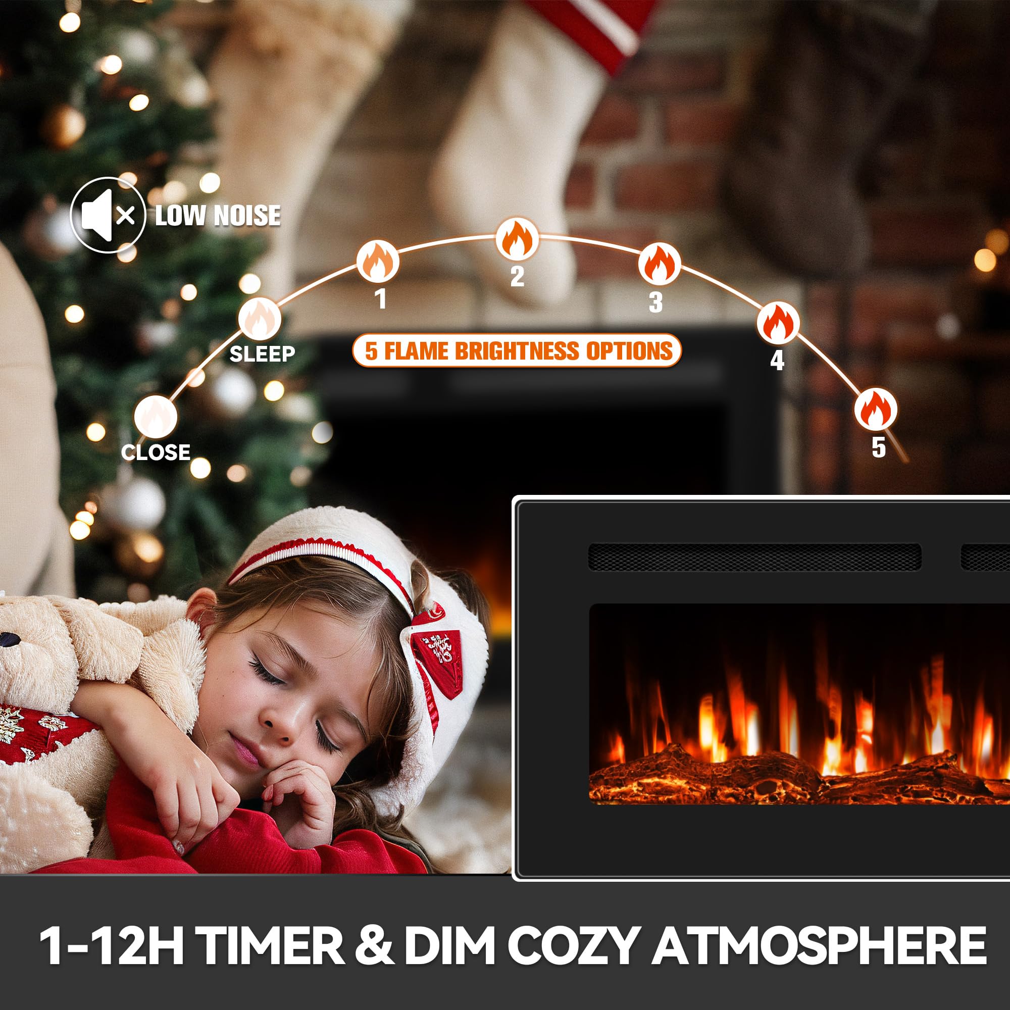 60 Inch Electric Fireplace Recessed Wall Mount