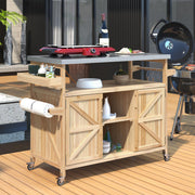 Outdoor Kitchen Rolling Bar Cart with Stainless Steel Top