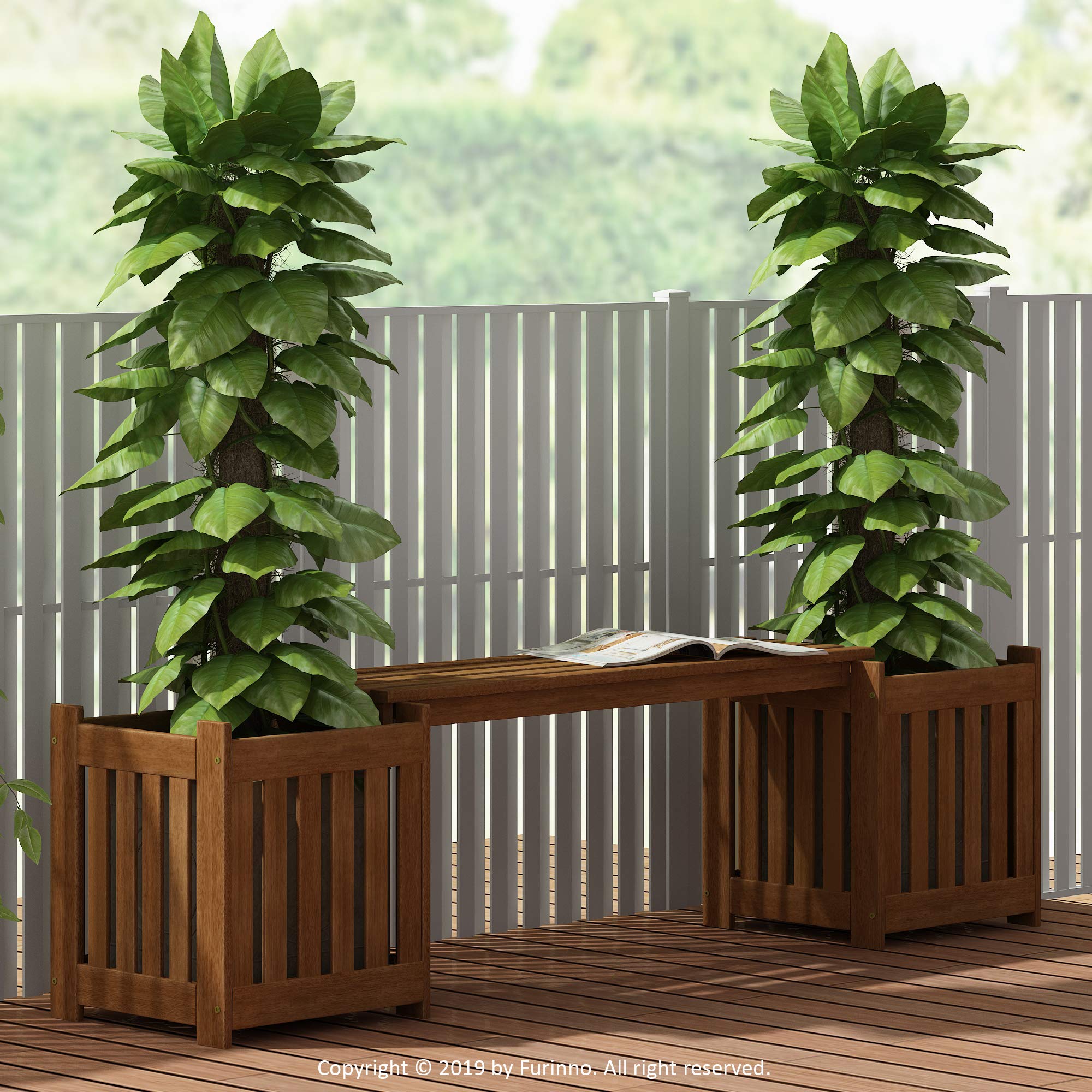 Outdoor Planter Bench with Storage