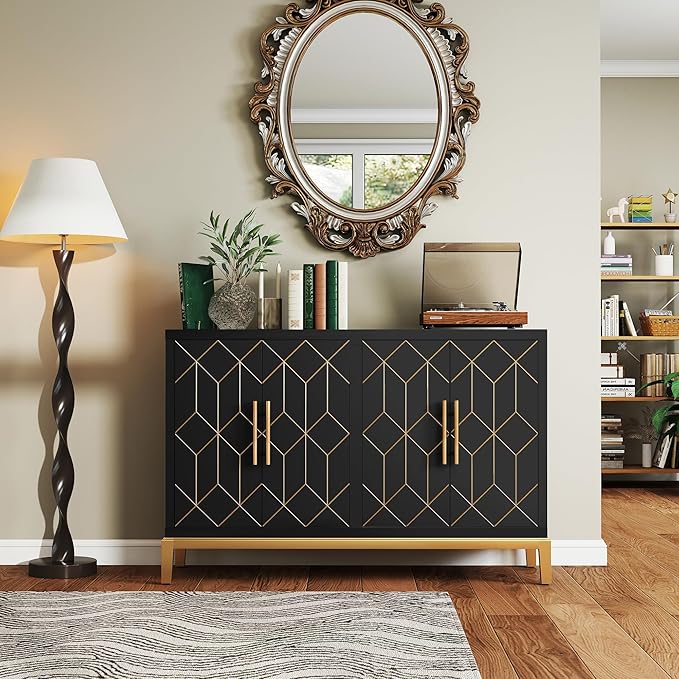 Modern Accent Storage Cabinet with 4 Doors