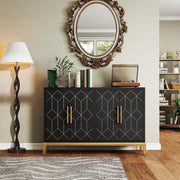 4-Door Storage Accent Cabinet with Gold Lines