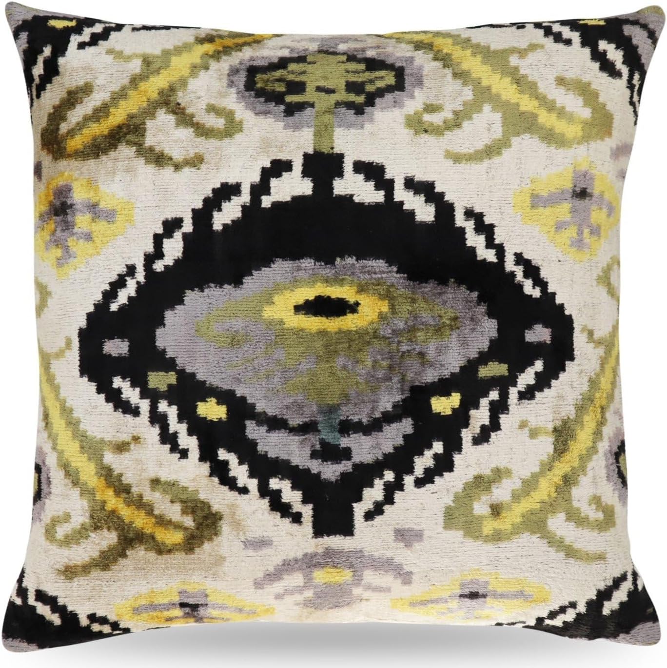 Handmade Gray Ivory Gold Velvet Decorative Throw Pillow 20x20