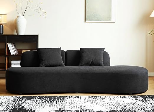 90" Curved Velvet Sofa with Throw Pillows