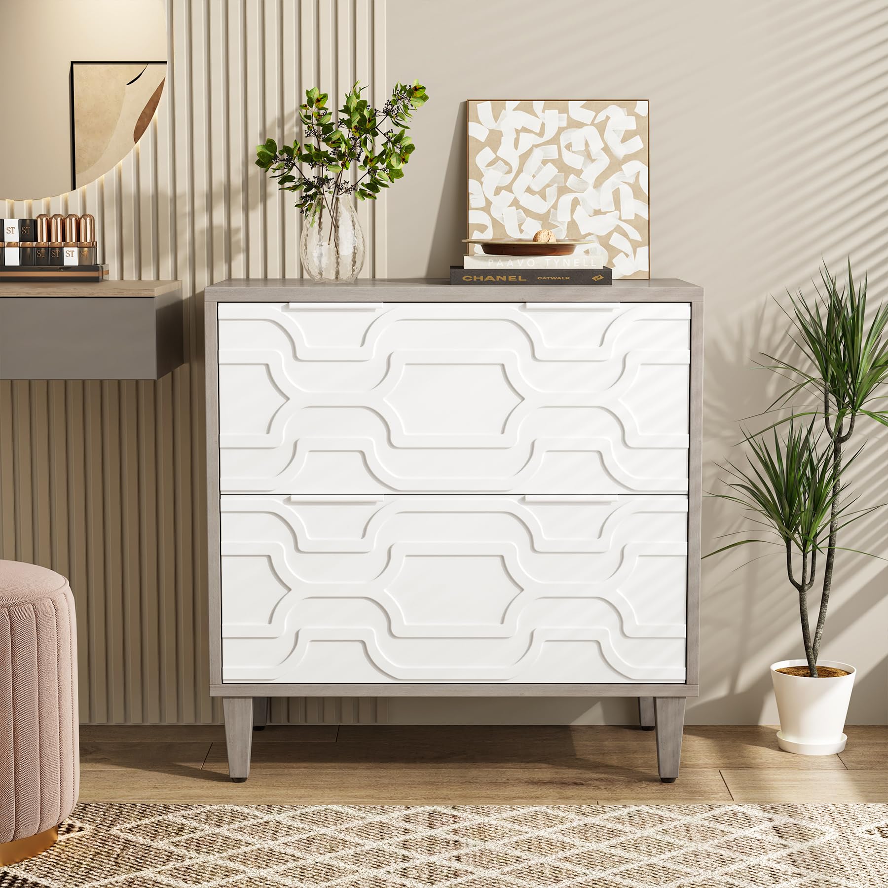 2-Drawer Lateral File Cabinet with Printer Stand
